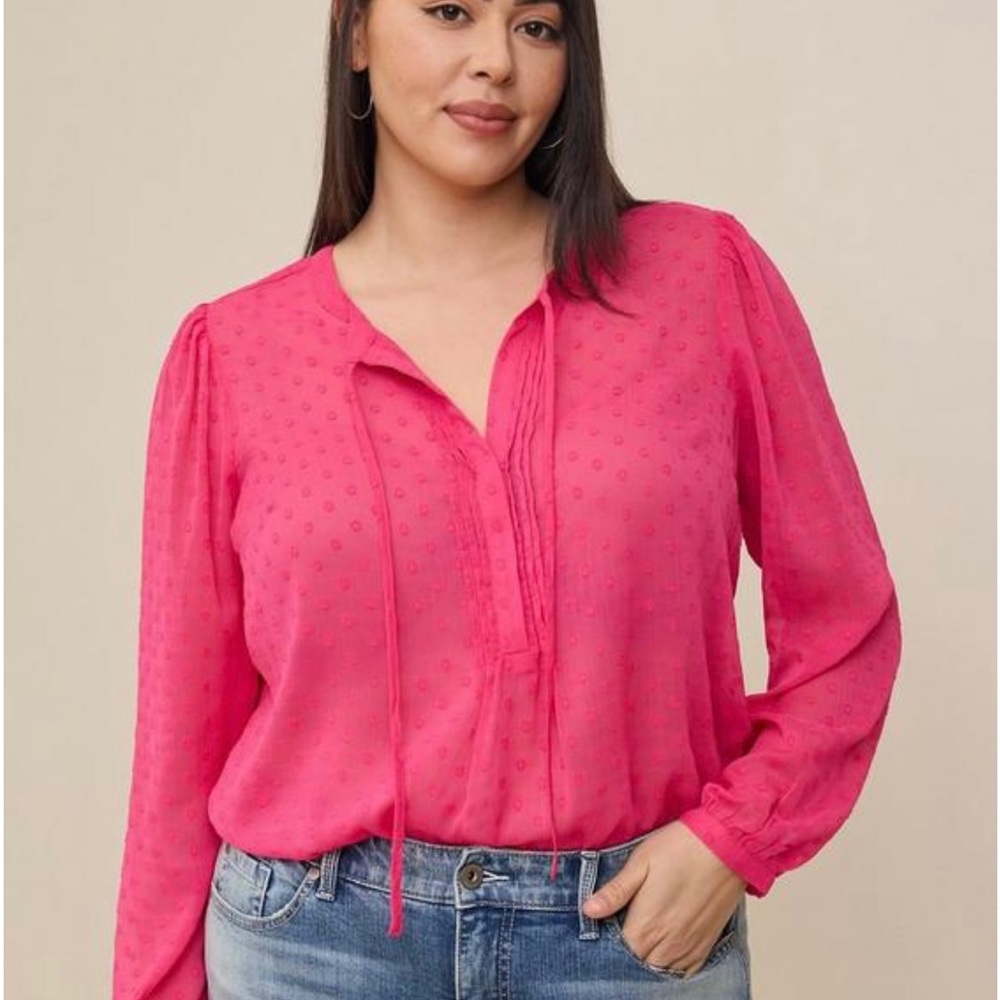 NWT Torrid 3 (22/24) Pink Clipdot blouse